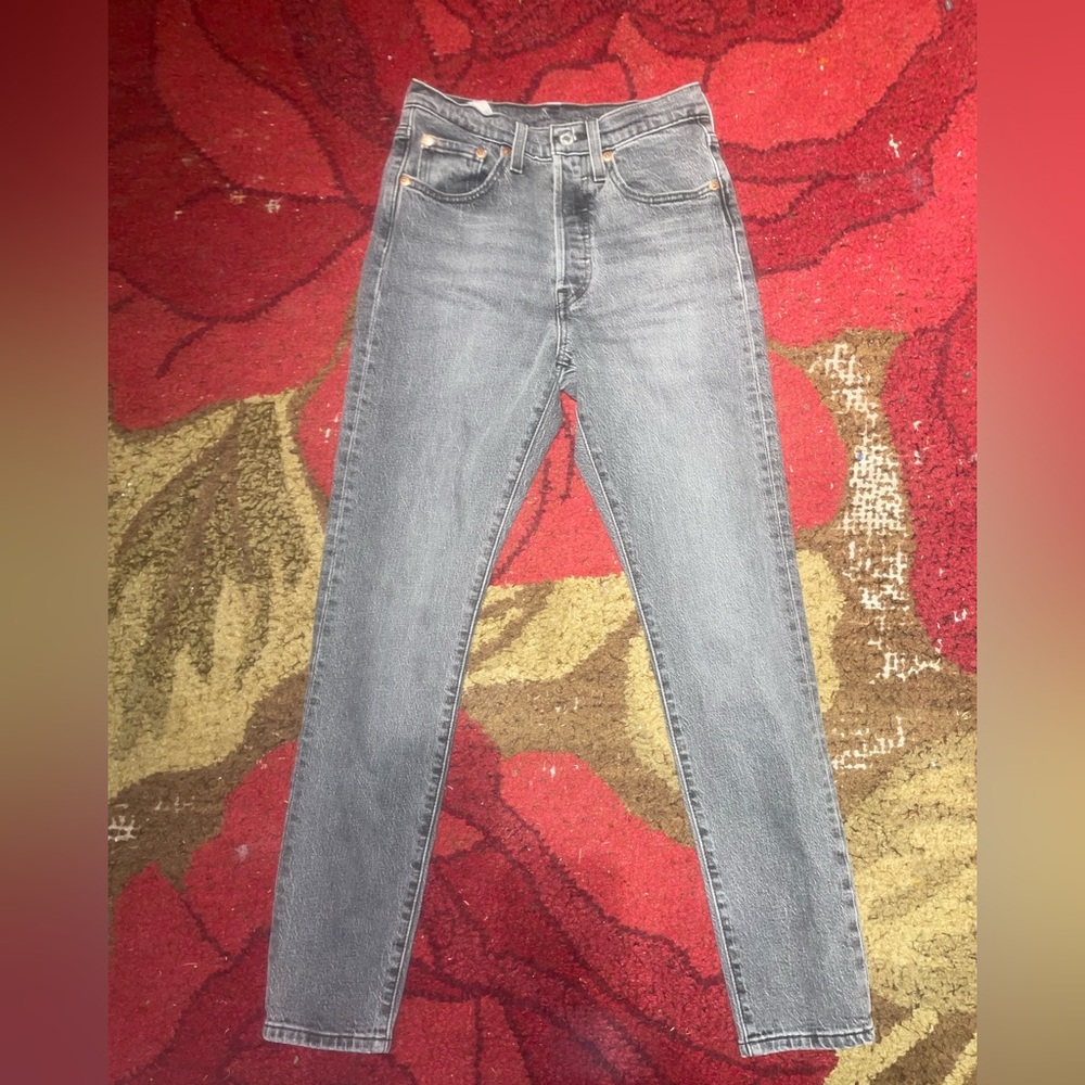 Levi's High Waisted Classic Black Skinny Jeans 501 W24/L30